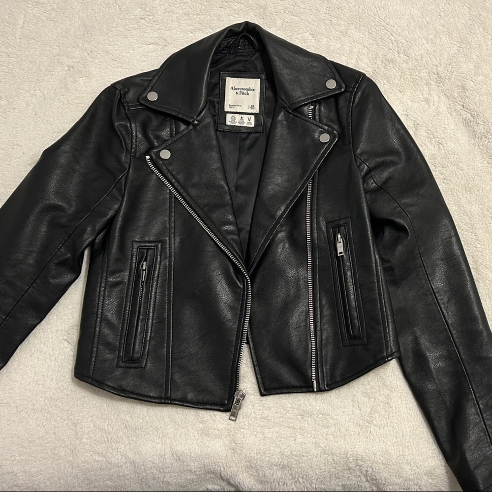 Abercrombie & Fitch Black Leather Biker Jacket